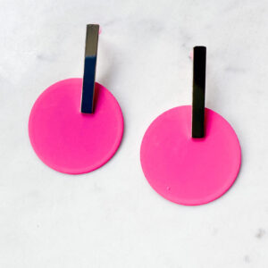 Minimalistische Statement Ohringe Pink Gold