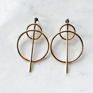 Ohrringe mit großen Kreiselementen in gold