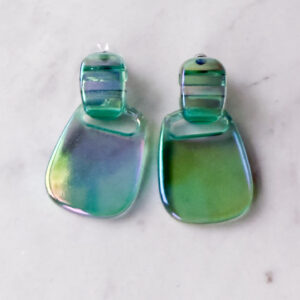 Holografische Ohrringe transparent Türkis