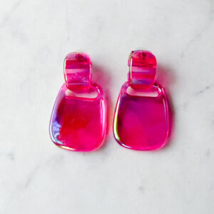 Holografische Ohrringe transparent Pink