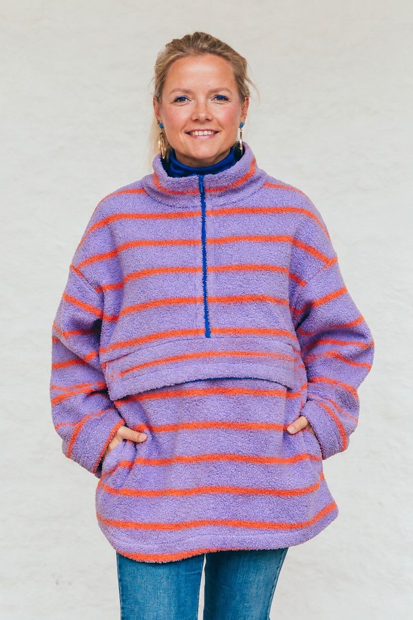 Windbreaker Flensburg in Teddy Streifen Flieder/Orange
